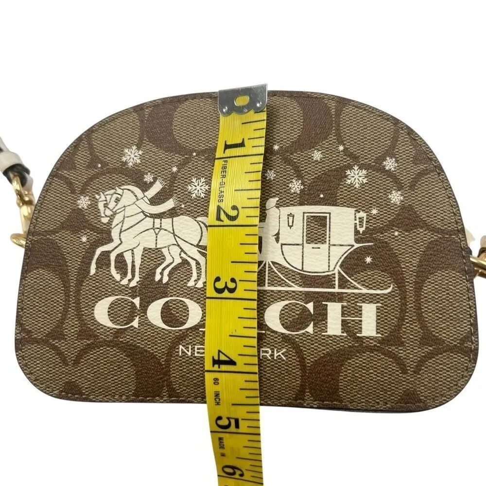 Coach NWOT Mini Serena Half Moon Satchel In Signature Canvas Tan